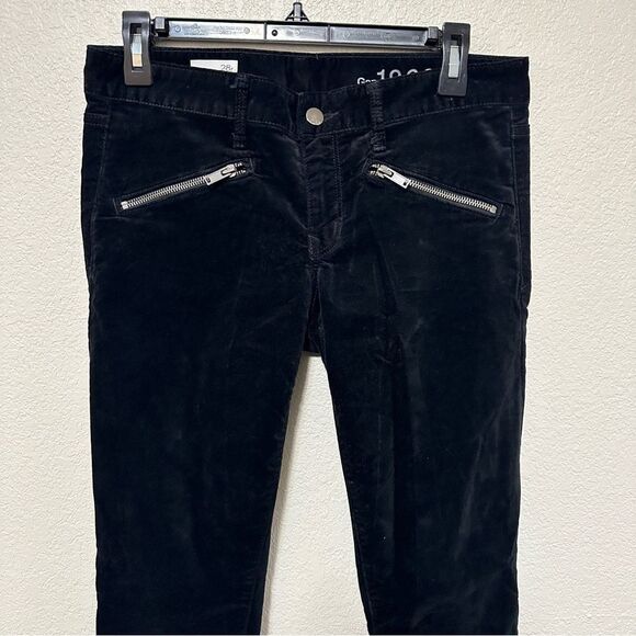 GAP 1969 Black Velvet Always Skinny Jeans w/zipper detail - Picture 3 of 9